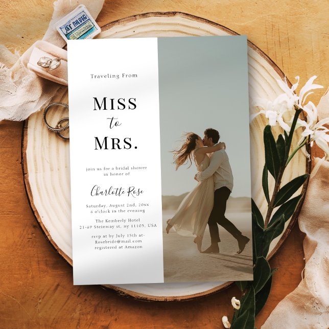 Resande från miss till Mrs Möhippa Photo Inbjudningar (Skapare uppladdad)