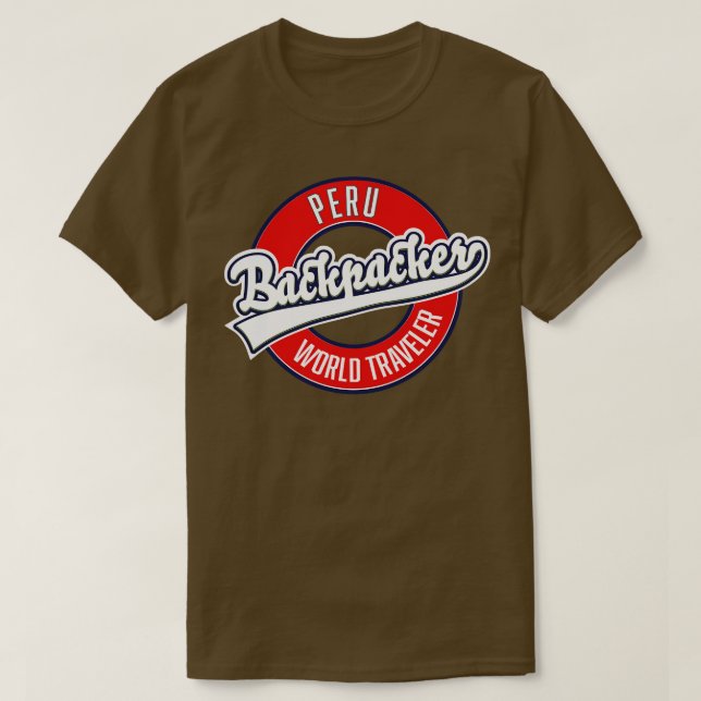 resande logotyp för peru-ryggpackare t shirt (Design framsida)