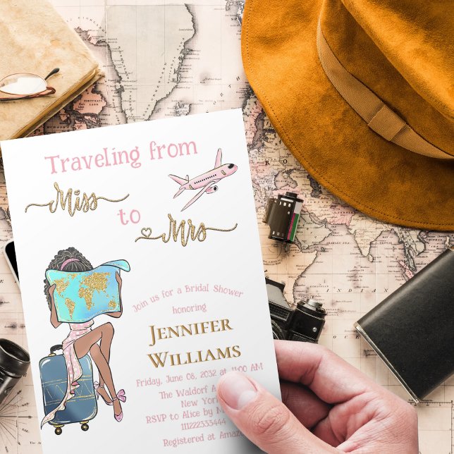 Resande Möhippa från miss till Mrs. Inbjudningar (Skapare uppladdad)