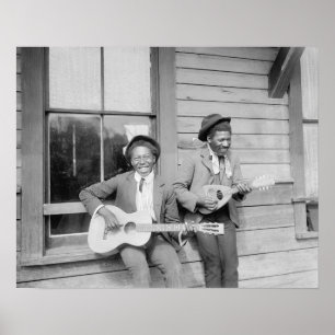 Resande musiker, 1902. Gammalt foto Poster
