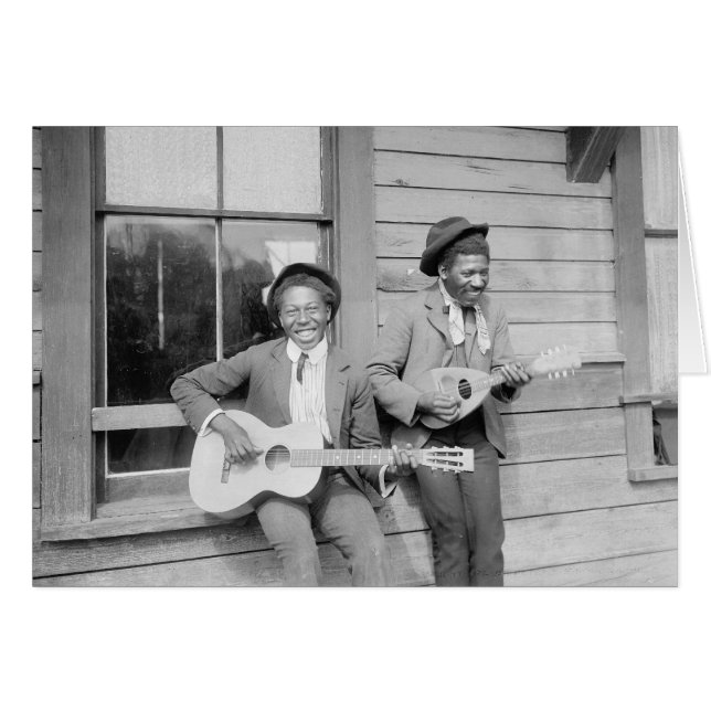 Resande musiker, 1902 hälsningskort (Framsidan Horizontal)
