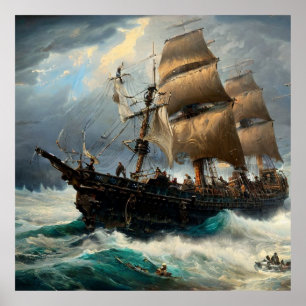 Resande på en segelbana och en stormklassisk frakt poster