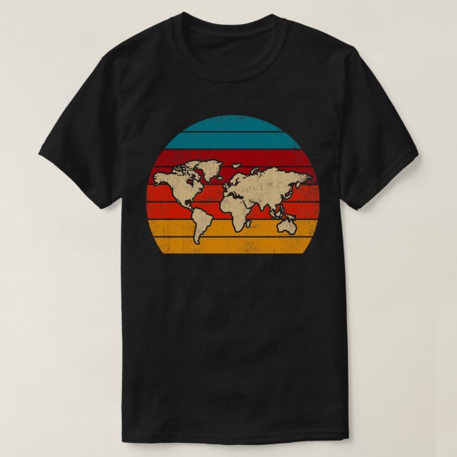 Resande Retro-kartografi Internationell Travell T Shirt (Design framsida)