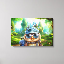 Resande uggla på en ombytlig skog canvastryck