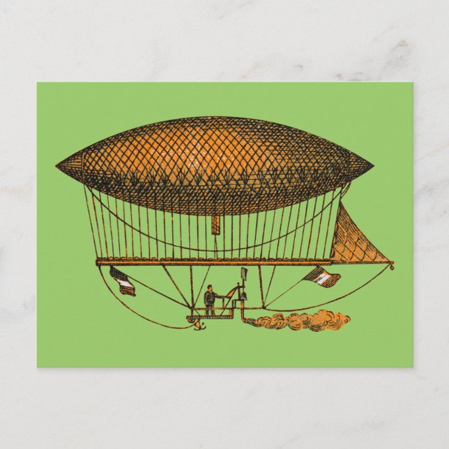 Resande Zeppelin för vintage 1883 Vykort (Framsida)