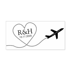 Resans resmål - Bröllopplan Hjärtmonogram Självfärgande Stämpel