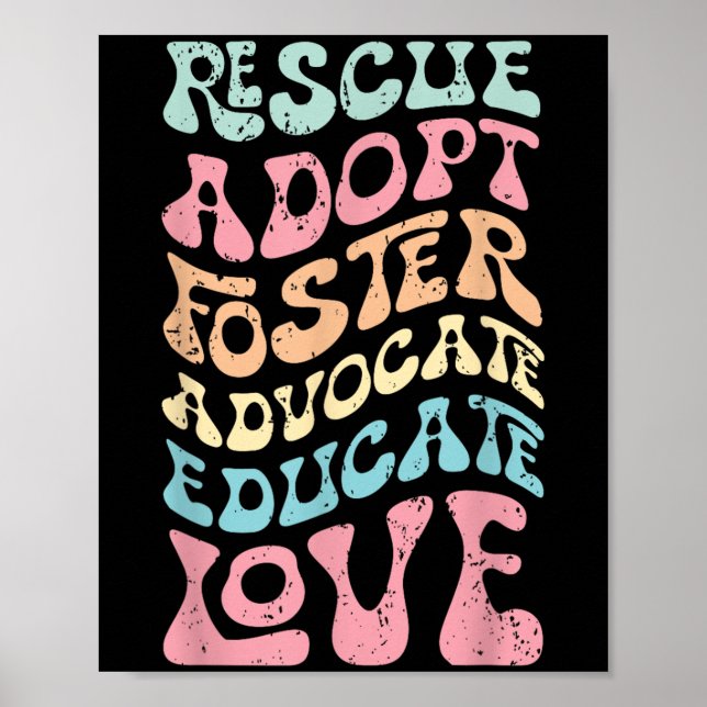 Rescue Adopt Foster Advocate Educate Love Cat Mom, Poster (Framsidan)