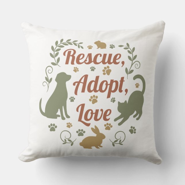 Rescue, Adopt, Love Kudde (Framsida)