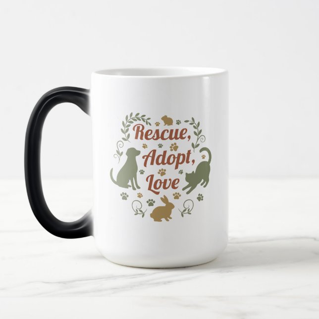 Rescue, Adopt, Love Magisk Mugg (Vänster)