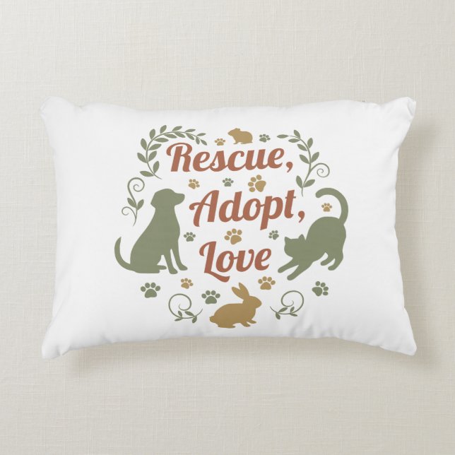 Rescue, Adopt, Love Prydnadskudde (Framsidan)