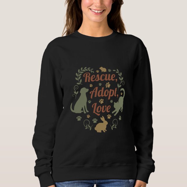 Rescue, Adopt, Love T Shirt (Framsida)