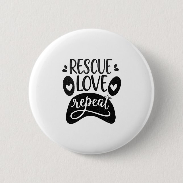 Rescue Love Repeat Dog Paw Tee Knapp (Framsida)