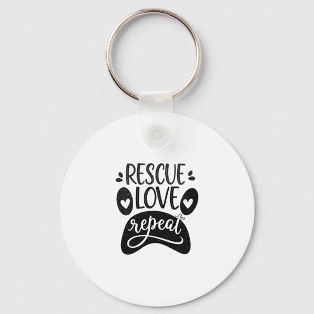 Rescue Love Repeat Dog Paw Tee Nyckelring (Framsida)