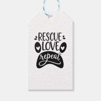 Rescue Love Repeat Dog Paw Tee Presentetikett