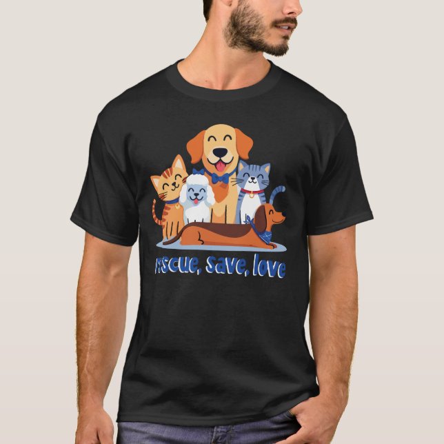 Rescue Save Love  Heartwarming Animal Rescue T Shirt (Framsida)
