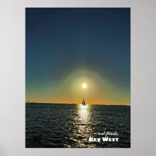 Rese Florida - Nyckel Väster Sailboat Sunset Poster