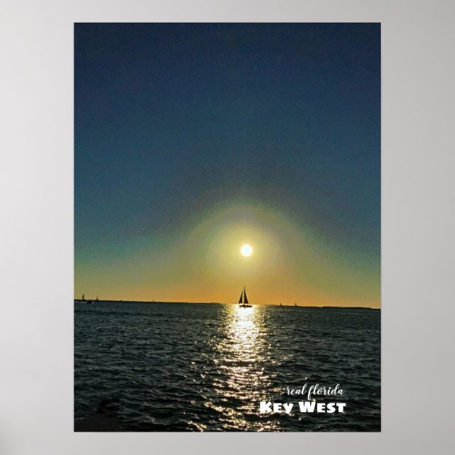 Rese | Florida - Nyckel Väster Sailboat Sunset Poster (Framsidan)