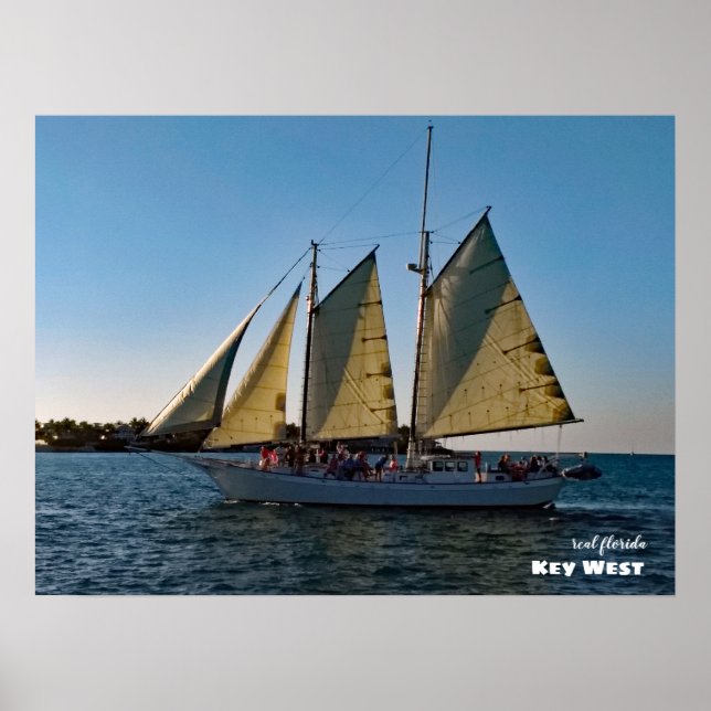 Rese | Florida - Nyckel Väster Sunset Sailboat Cru Poster (Framsidan)
