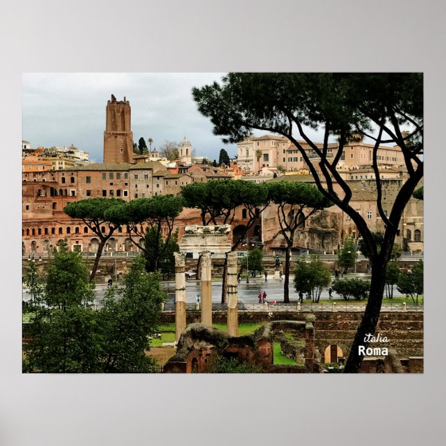 Rese | Italien, Rom på regndagen Poster (Framsidan)