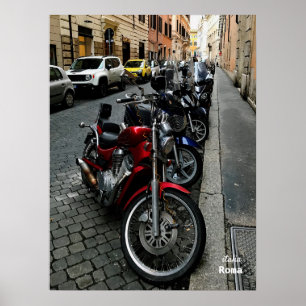 Rese Italien - Rom, parkerade motorcyklar Poster