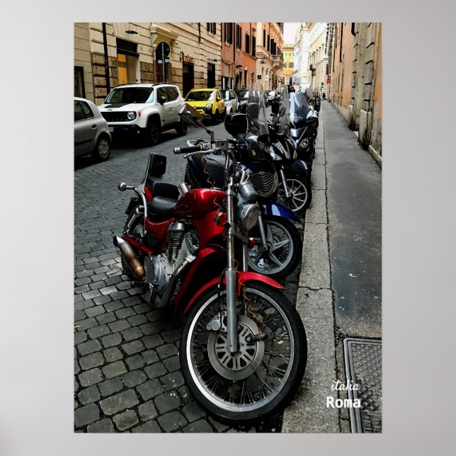 Rese | Italien - Rom, parkerade motorcyklar Poster (Framsidan)