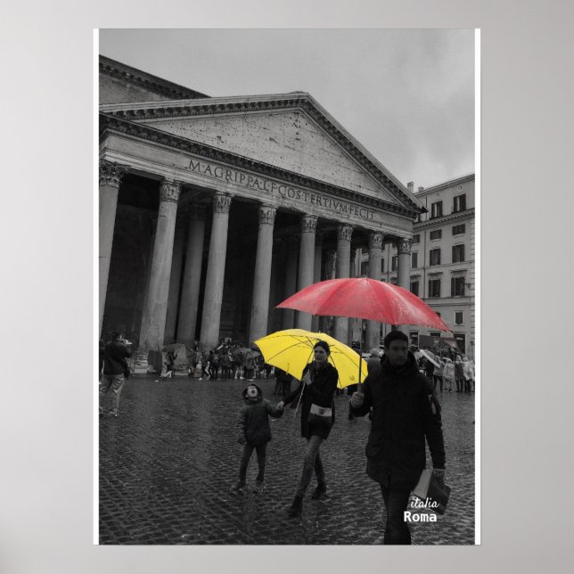 Rese | Italien - Rom, regndagen på Pantheon Poster (Framsidan)