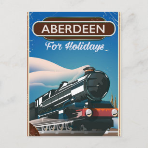 Reseaffisch för Aberdeen Scotland vintage tåg Vykort