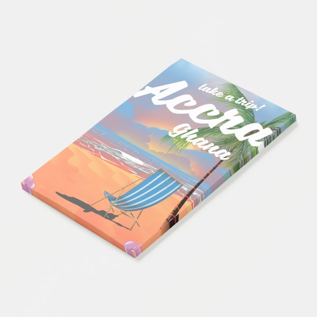 Reseaffisch för Accra Ghana-stranden Post-it Block (Vinklad)