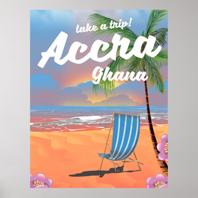 Reseaffisch för Accra Ghana-stranden Poster (Framsidan)
