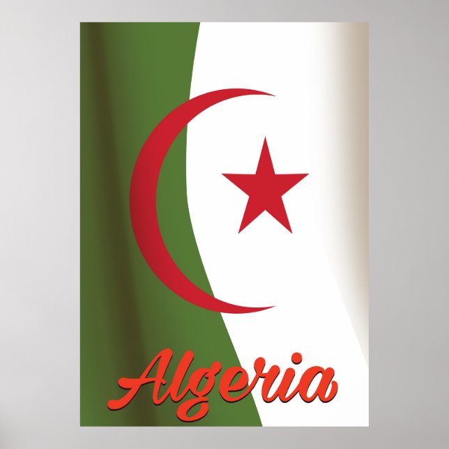 Reseaffisch för Algeriet National Flagga stil Poster (Framsidan)