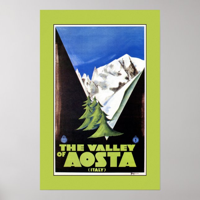Reseaffisch för Aostadas Italien Alpernas Valley Poster (Framsidan)