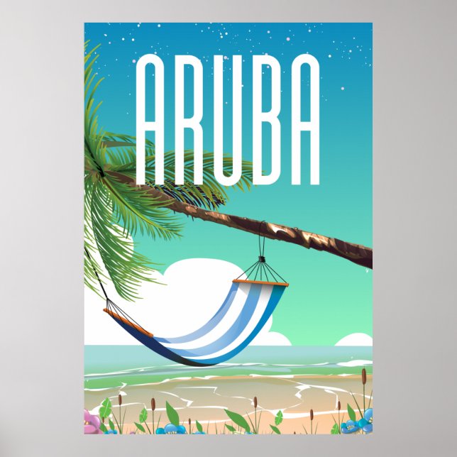 Reseaffisch för Aruba Hammock-stranden Poster (Framsidan)