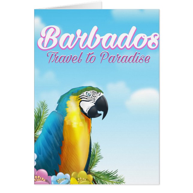 Reseaffisch för Barbados Parrot Hälsningskort (Framsidan)