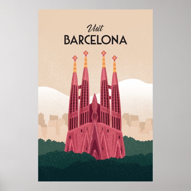 Reseaffisch för Barcelona i Spanien Poster (Framsidan)