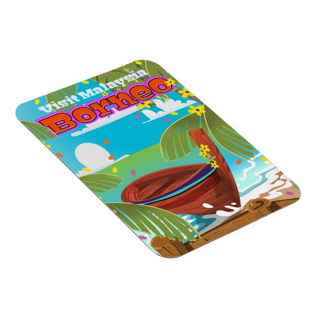 Reseaffisch för Borneo Island-helgdag. Magnet (Högersidan)