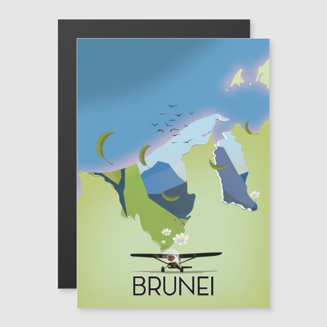 Reseaffisch för Brunei Karta (Fram/baksida)