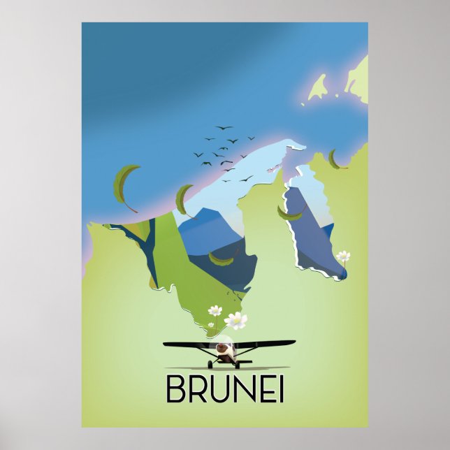 Reseaffisch för Brunei Karta Poster (Framsidan)