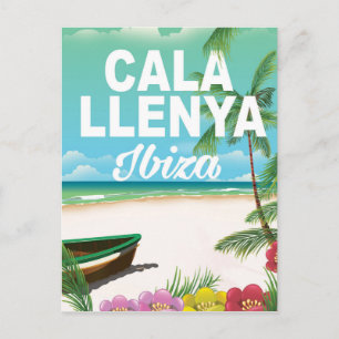 reseaffisch för cala llenya ibiza-strand vykort