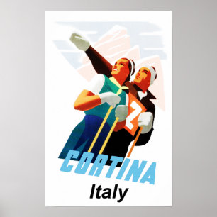 Reseaffisch för Cortina d'ampezzo, Italien Poster