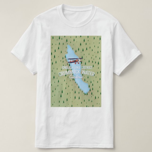 Reseaffisch för Crummock Vatten, länet sjö, karta T Shirt (Design framsida)