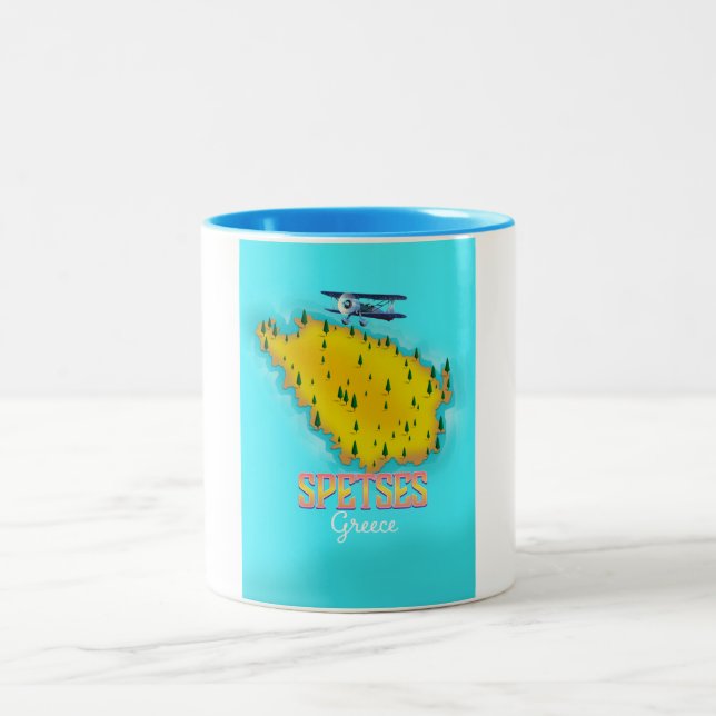 Reseaffisch för den grekiska ön karta Två-Tonad mugg (Center)