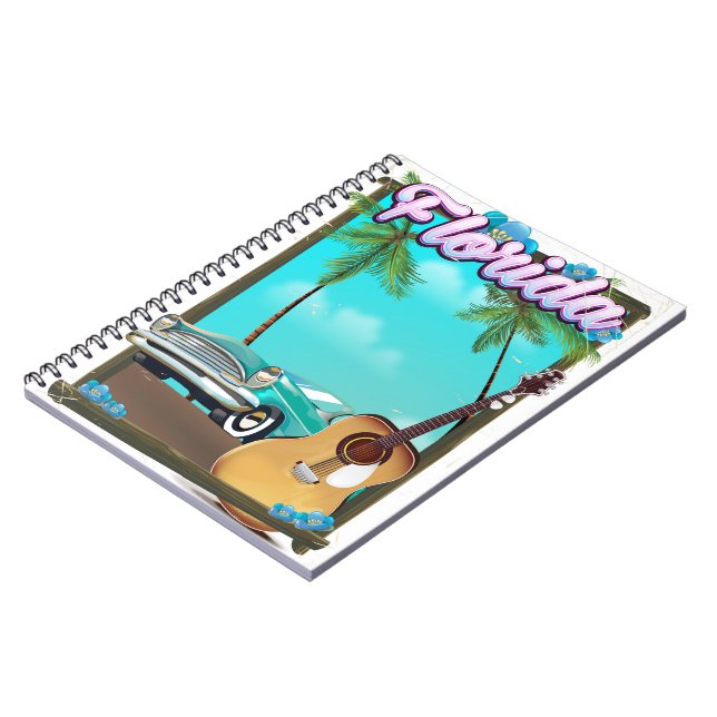 Reseaffisch för Florida Retro stil Anteckningsbok Med Spiral (Vänstra Sidan)