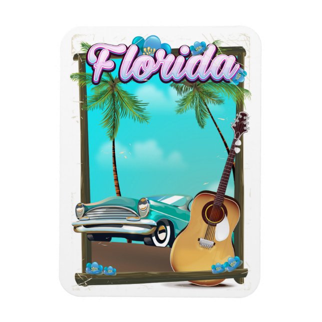 Reseaffisch för Florida Retro stil Magnet (Vertikal)