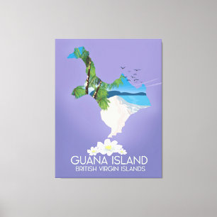 Reseaffisch för Guana Island British Virgin Island Canvastryck