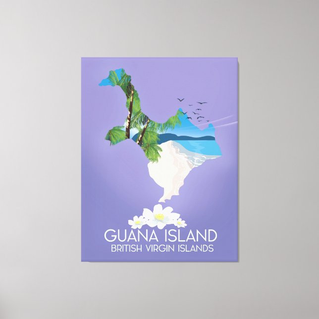 Reseaffisch för Guana Island British Virgin Island Canvastryck (Framsida)