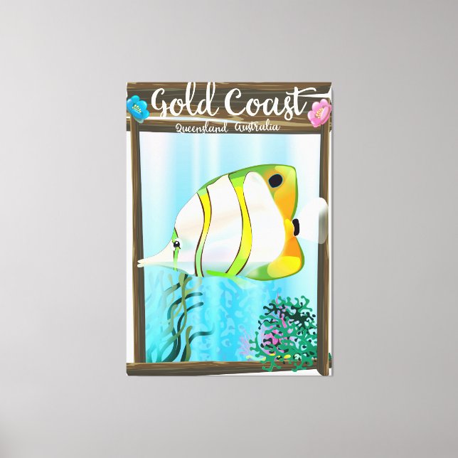Reseaffisch för guld Kusten Australien. Canvastryck (Framsida)