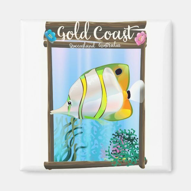 Reseaffisch för guld Kusten Australien. Magnet (Framsidan)