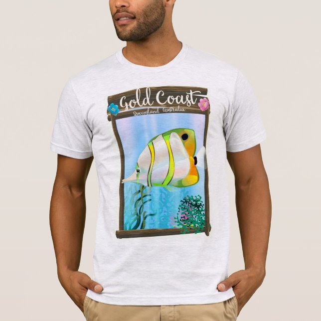 Reseaffisch för guld Kusten Australien. T Shirt (Framsida)