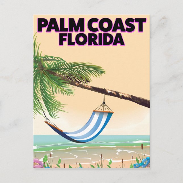 Reseaffisch för handflatan Kusten Florida. Vykort (Framsida)
