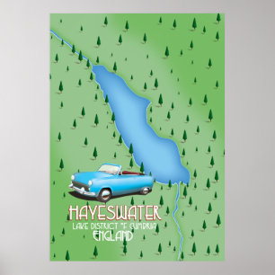 Reseaffisch för Hayeswater Sjö District karta Poster